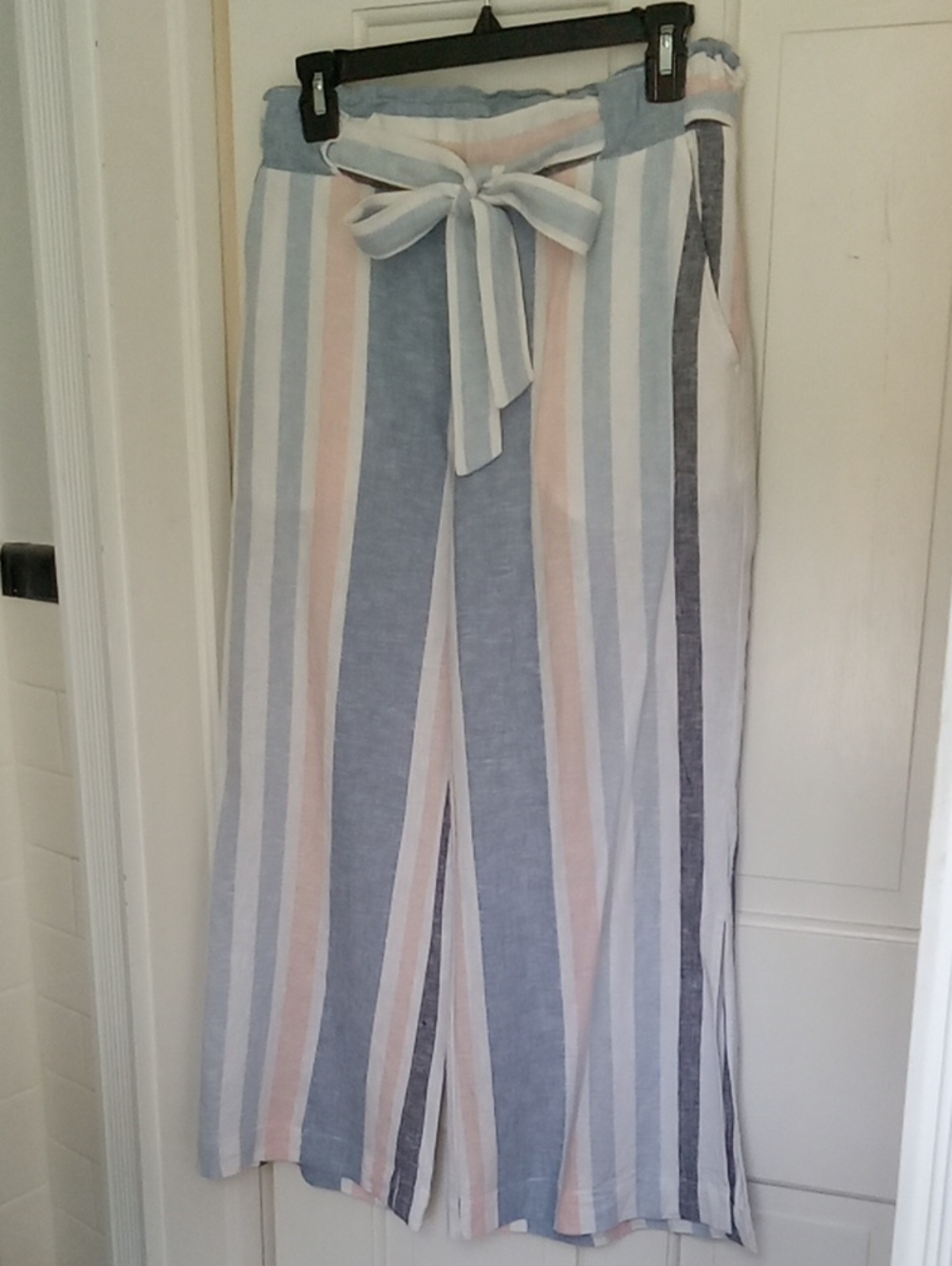 Indigo Rein Striped Wide Leg Linen Blend Pants Size M